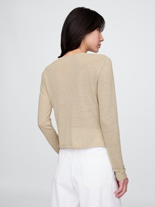 Image number 2 showing, Linen-Blend Tie-Front Cardigan