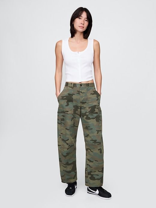 Image number 1 showing, Mid Rise Twill Barrel Pants