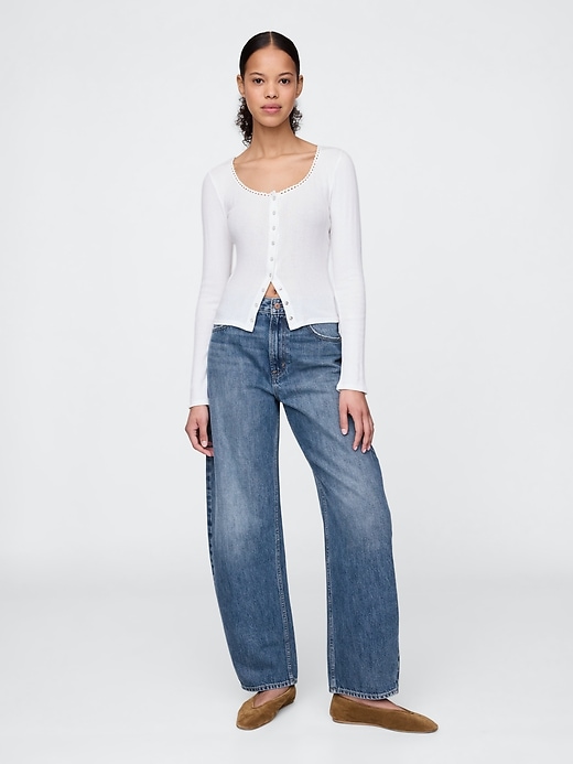 Image number 1 showing, Curvy Mid Rise Barrel Jeans