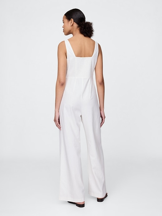 Image number 2 showing, Linen-Blend Seamed Jumpsuit