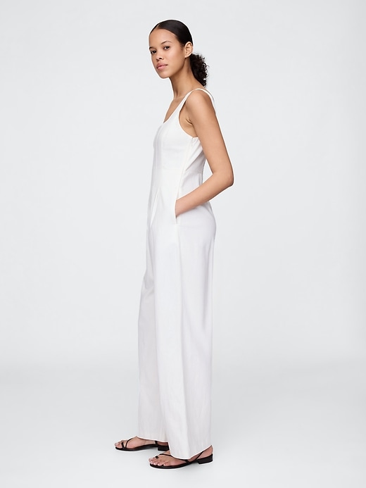 Image number 3 showing, Linen-Blend Seamed Jumpsuit