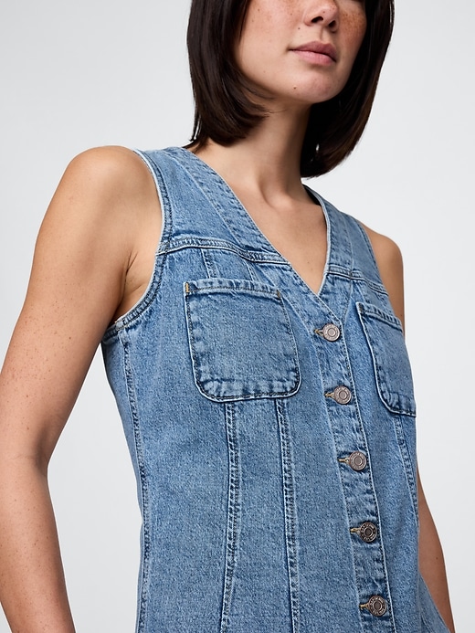 Image number 4 showing, V-Neck Denim Mini Dress