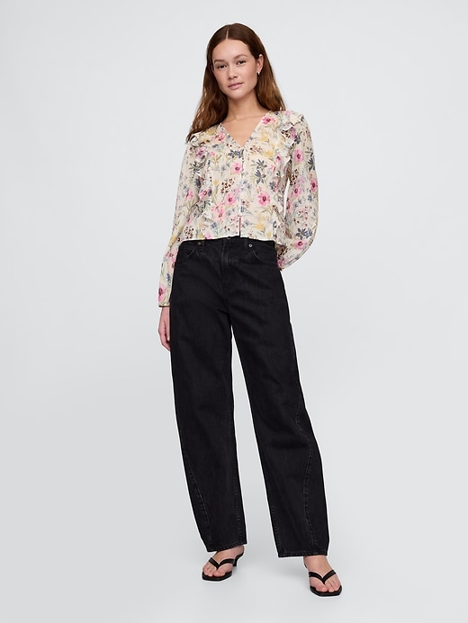 Image number 3 showing, Ruffle-Trim Floral Top