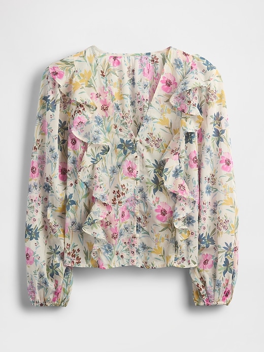 Image number 5 showing, Ruffle-Trim Floral Top