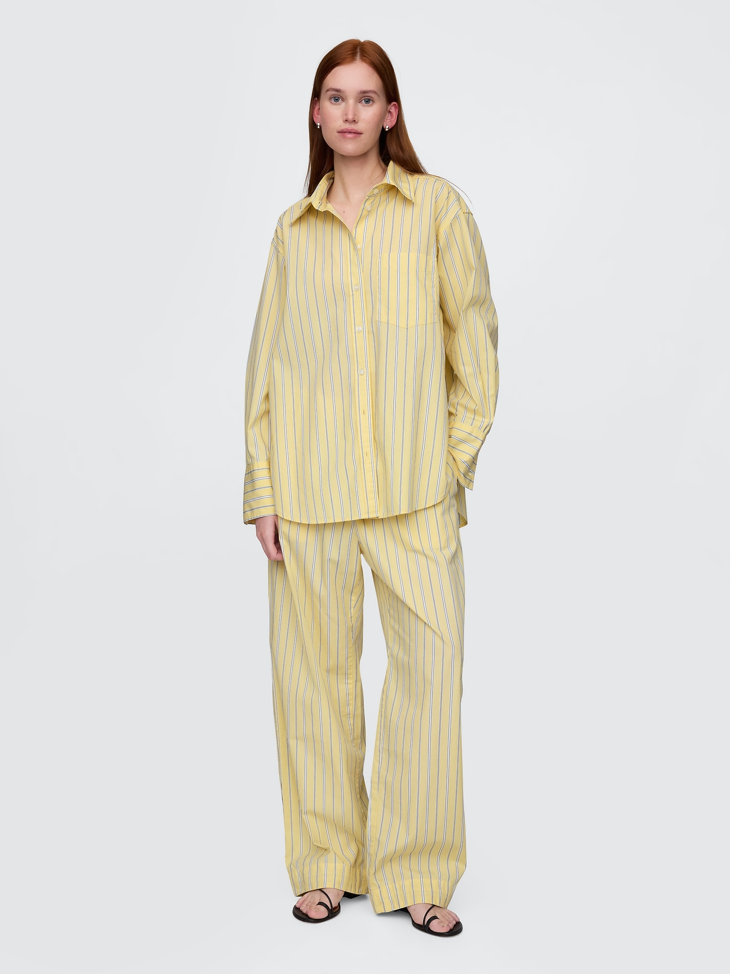 Organic Cotton Poplin Easy Wide-Leg Pants