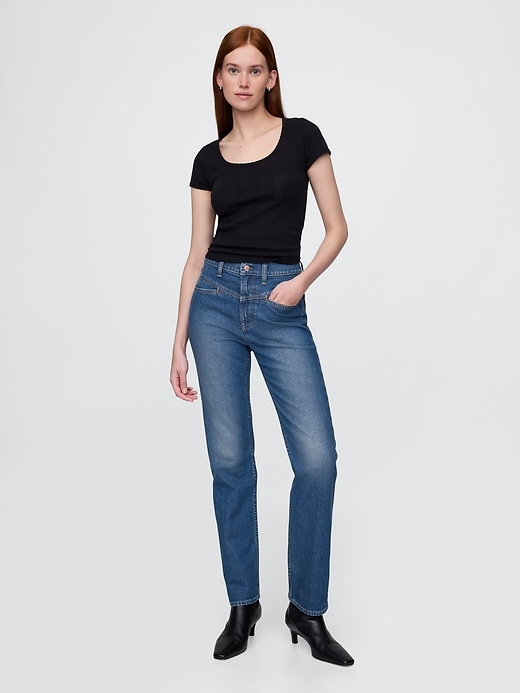 Image number 1 showing, High Rise Western '90s Straight Jeans