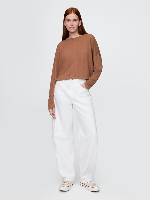 Image number 3 showing, Oversized Linen-Blend Swing Top