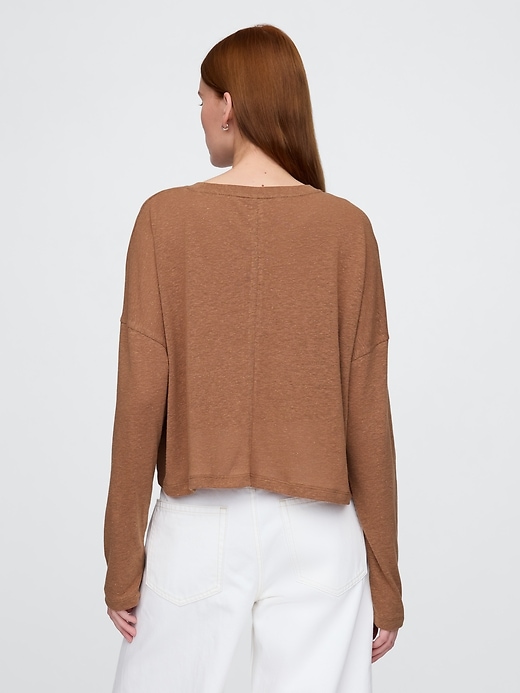 Image number 2 showing, Oversized Linen-Blend Swing Top