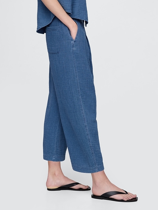 Image number 3 showing, Crinkle Gauze Denim Easy Barrel Pants