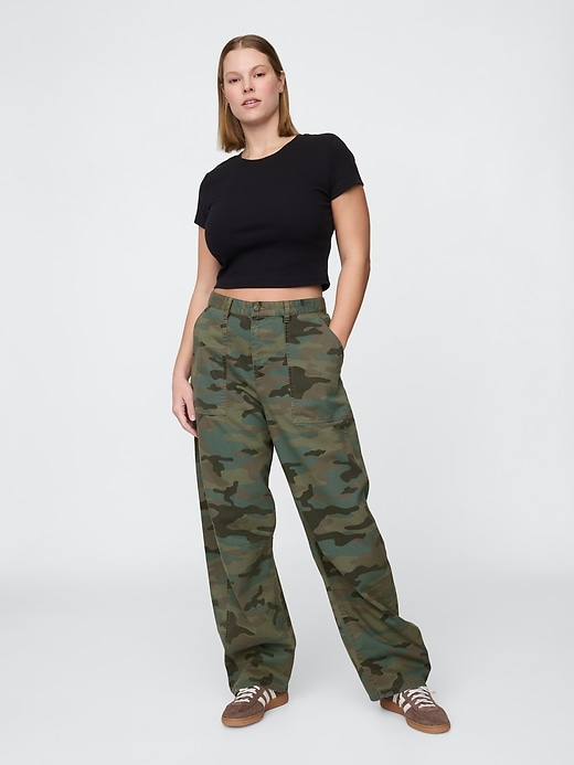 Image number 6 showing, Mid Rise Twill Barrel Pants