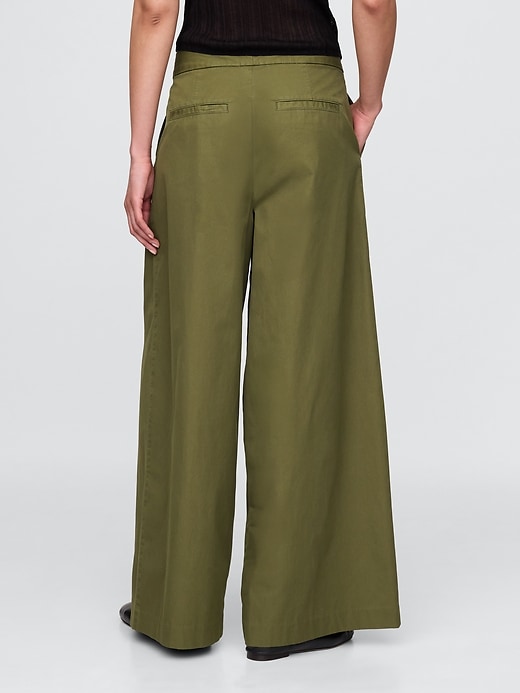 Image number 5 showing, High Rise Twill Pleated Wide-Leg Khakis