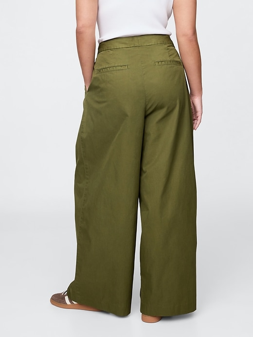 Image number 7 showing, High Rise Twill Pleated Wide-Leg Khakis