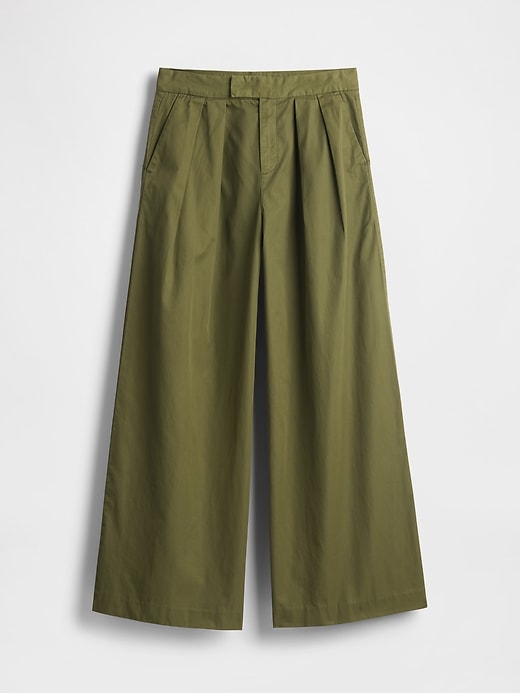 Image number 8 showing, High Rise Twill Pleated Wide-Leg Khakis