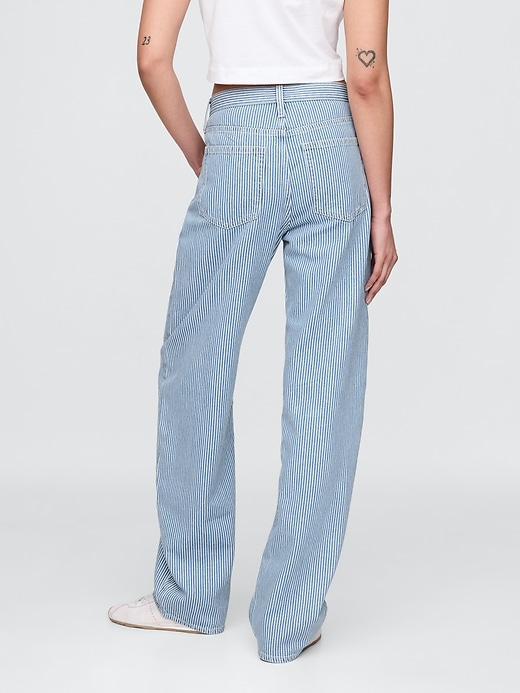 Image number 5 showing, High Rise UltraSoft Denim Stripe Barrel Jeans