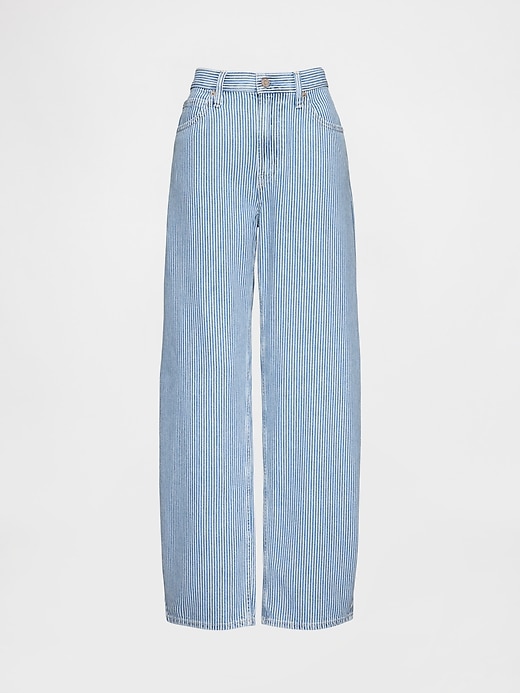 Image number 6 showing, High Rise UltraSoft Denim Stripe Barrel Jeans