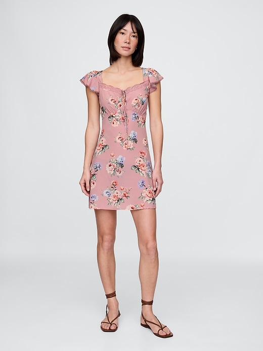 Image number 1 showing, Crepe Flutter-Sleeve Mini Dress