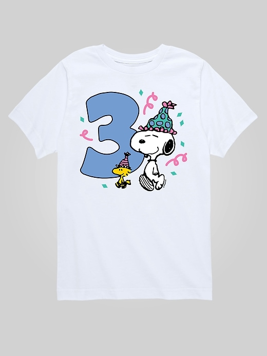 Image number 1 showing, Toddler Peanuts 3rd Birthday Short Sleeve Graphic Tee