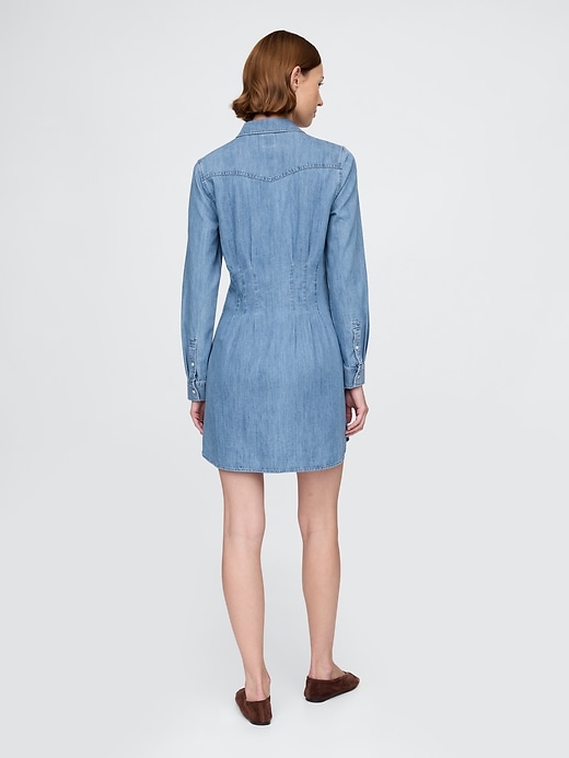 Image number 2 showing, Western Denim Mini Shirtdress