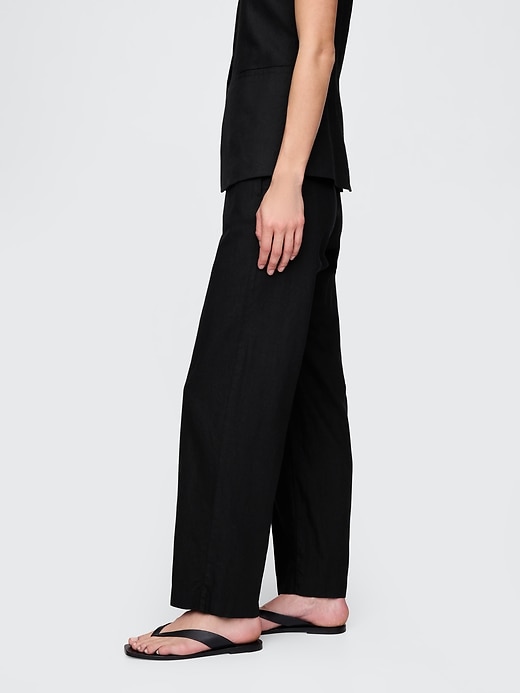 Image number 3 showing, Linen-Blend Relaxed Straight Ankle Pants