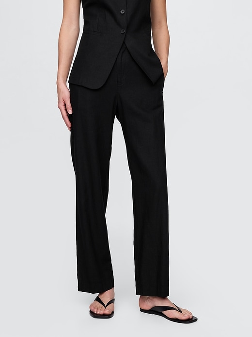 Image number 2 showing, Linen-Blend Relaxed Straight Ankle Pants