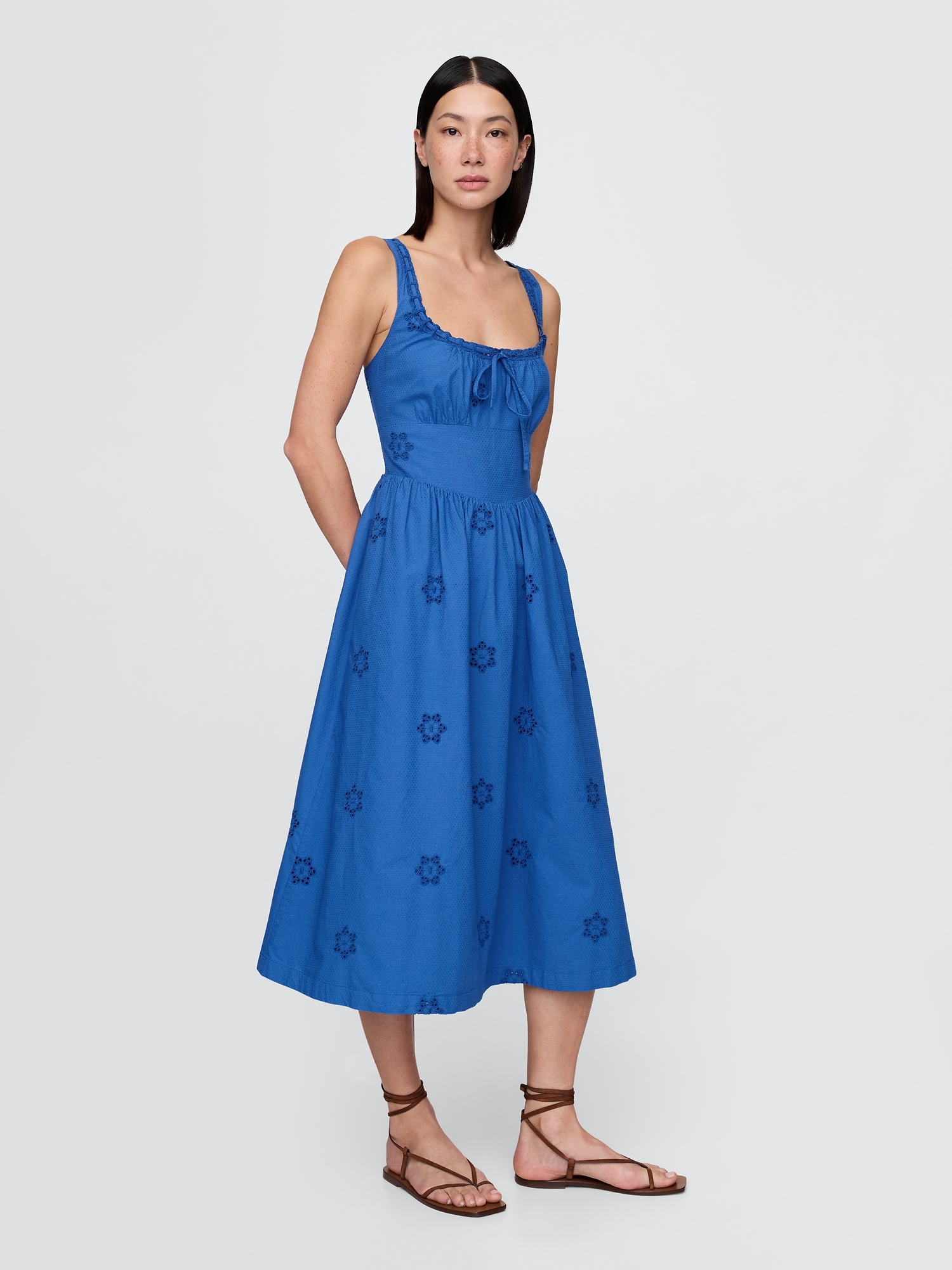 Eyelet Scoop Neck Dress