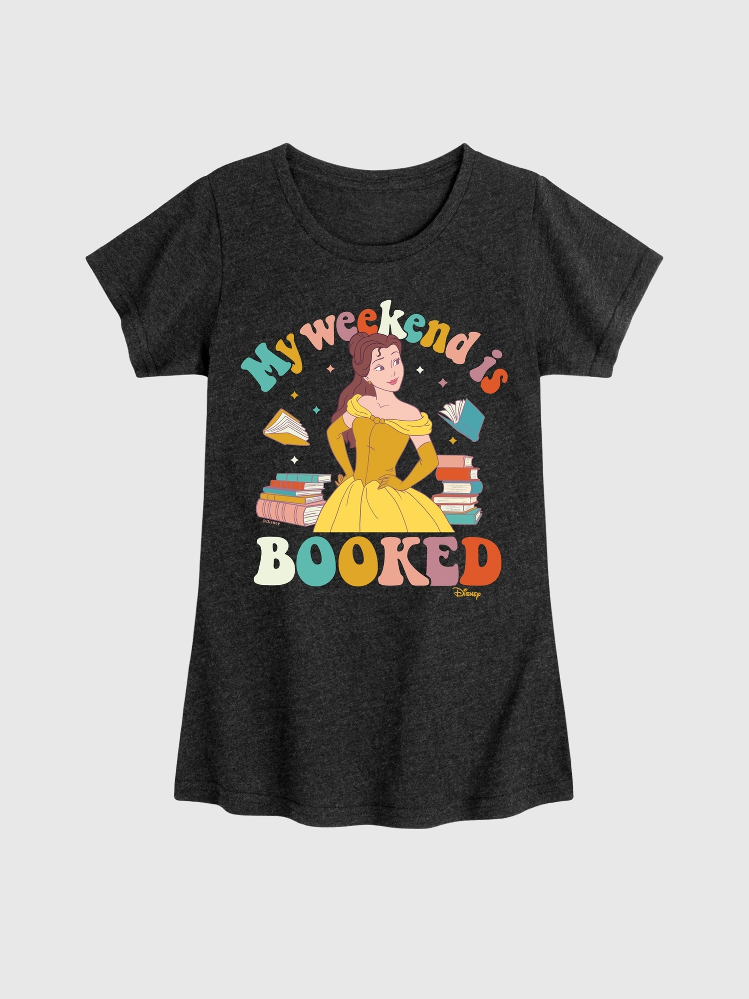 Kids Disney Princess My Weekend Is Booked Belle Fitted Short Sleeve Graphic Tee